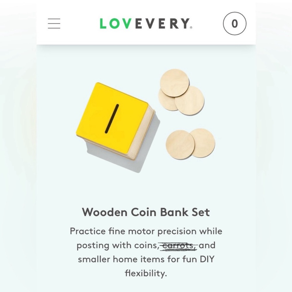Lovevery Wooden Coin Box with 5 wooden coins